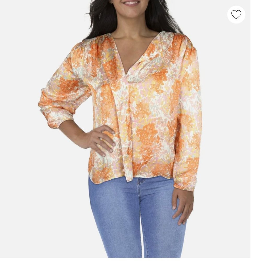 Vince 100% Silk Garden Long Sleeve Shirred Blouse in Dusk. Medium. EUC.